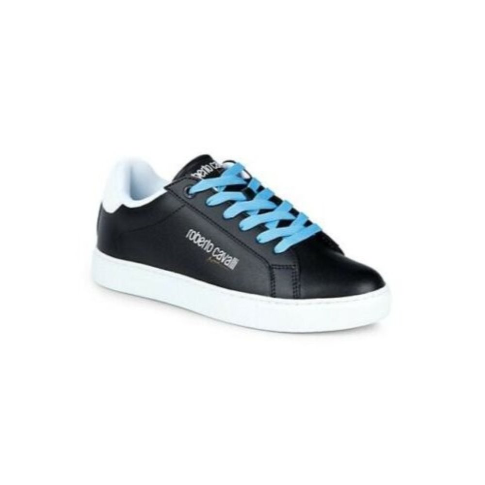 Roberto Cavalli Sport women fashion sneakers BLACK/WHITE BLUE LACED Size 36 (6)